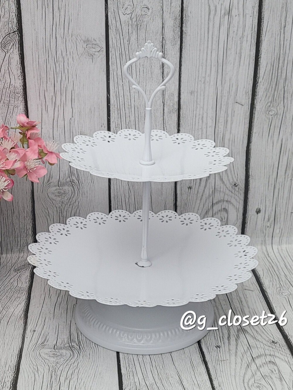 White Two-Tier Decorative Dessert Stand